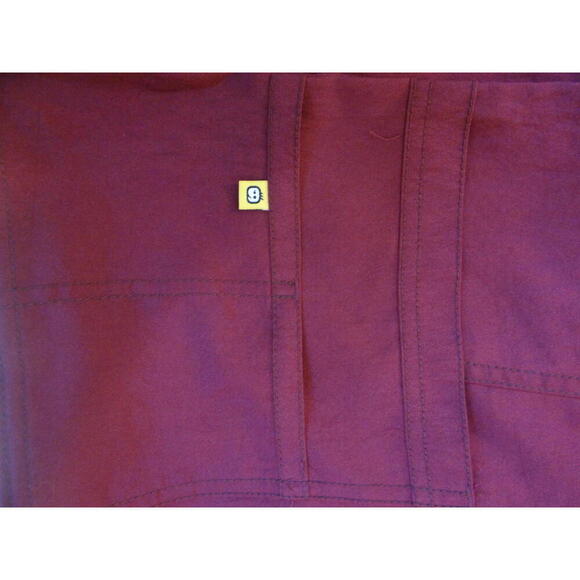 Four-Stretch Women's Burgundy Button-Front Medical Scrub Jacket XL - Picture 5 of 6